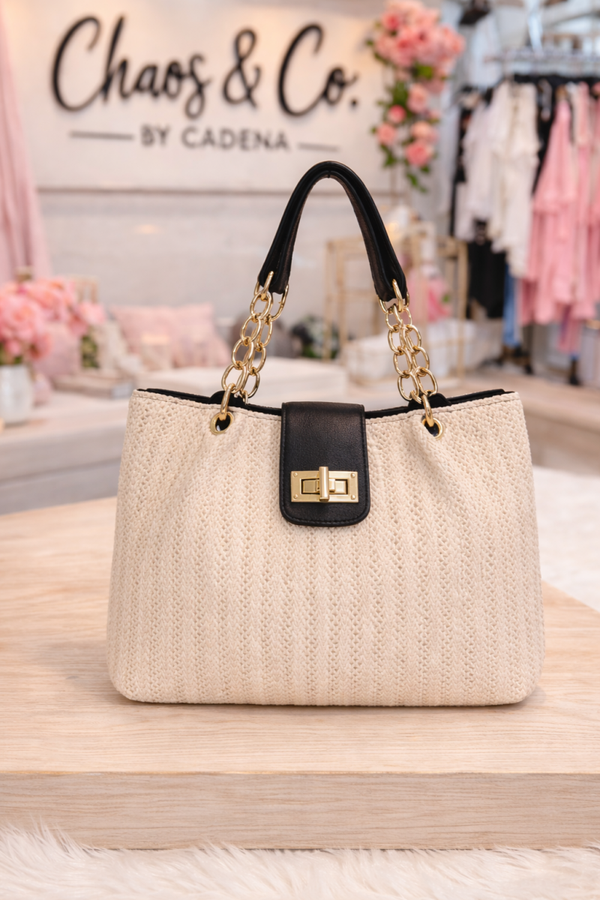 🖤 Midnight Luxe Woven Chain Tote