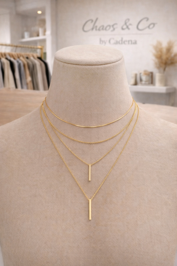 The Minimal Gold Bar Layered Necklace
