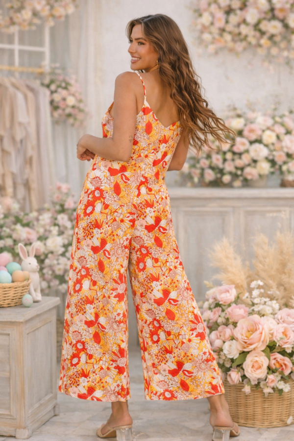 Golden Hour Bloom Wide Leg Jumpsuit