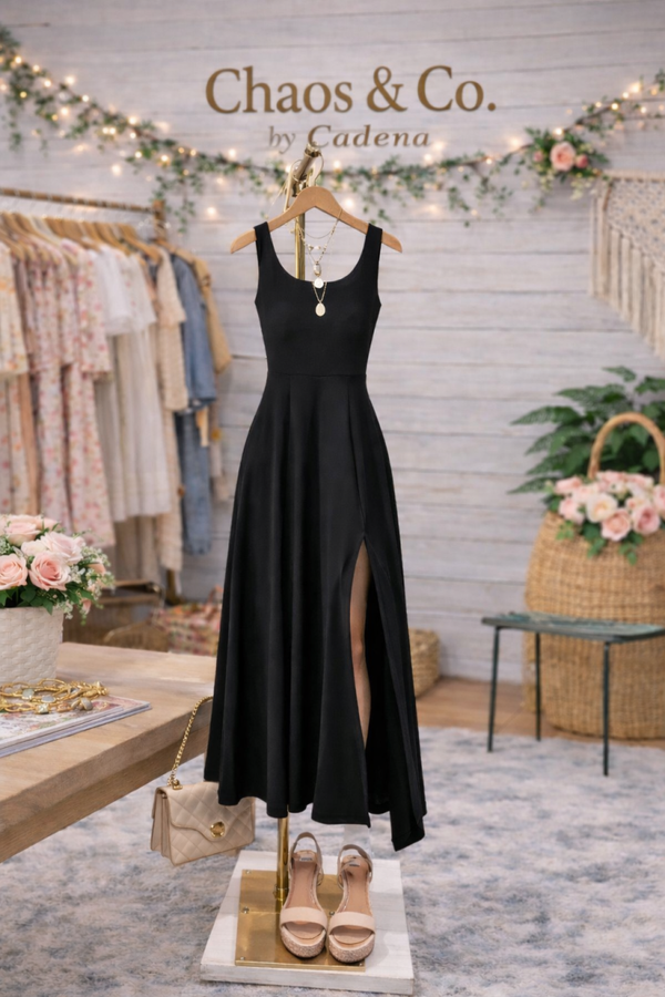 The Midnight Muse Split Midi Dress