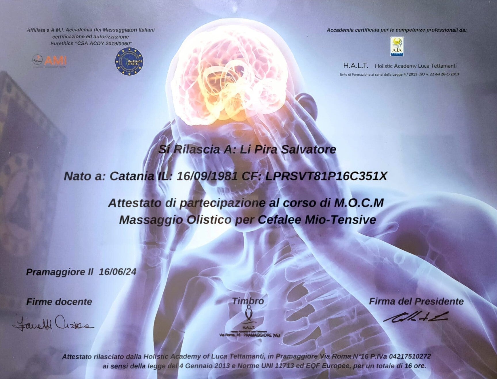 Attestato Cefalee Mio- Tensive