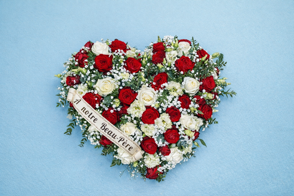 Cœur floral - rouge et blanc