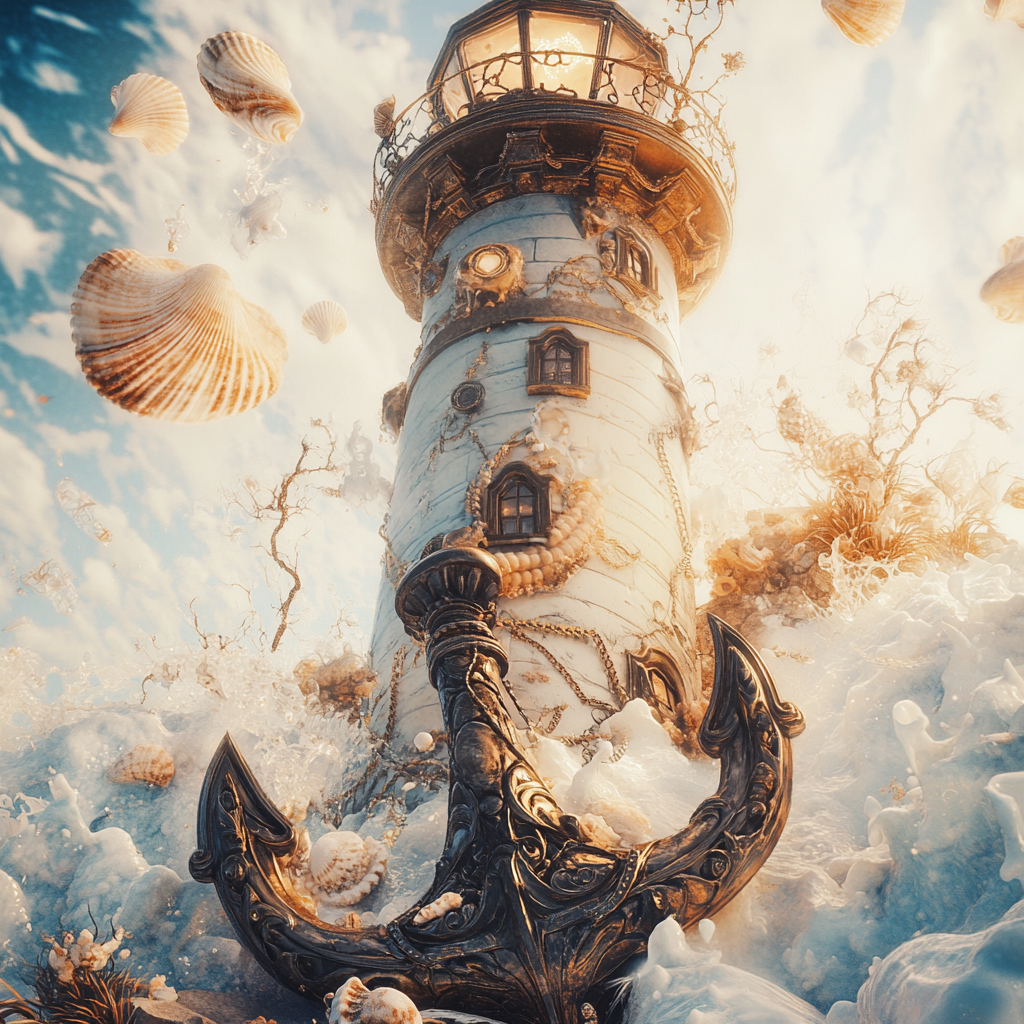 Whispers of the Lighthouse by Lisa Morgan Ai - 70 x70