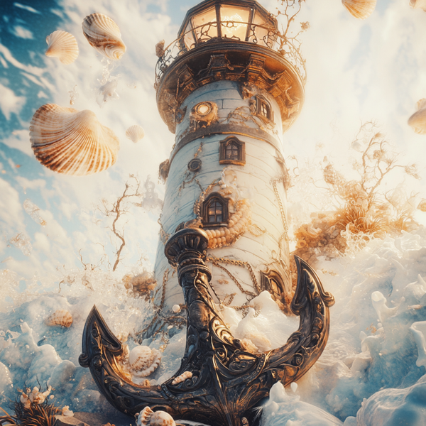 Whispers of the Lighthouse by Lisa Morgan Ai - 70 x70