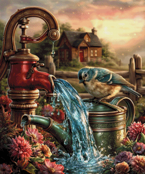 Fountain Song by Lisa Morgan AI - 70 x 84 - 195 Farben