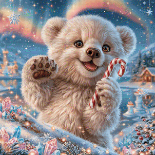 Candy Cane Bear by Lisa Morgan AI - 75 x 75 - 200 Farben