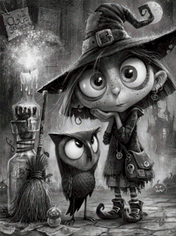 Little Witch & Owl by Ari_ai - 60 x 80 - 32 Farben