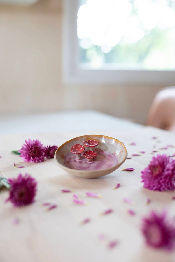 Trinket dish with 3 little mushrooms (7796)