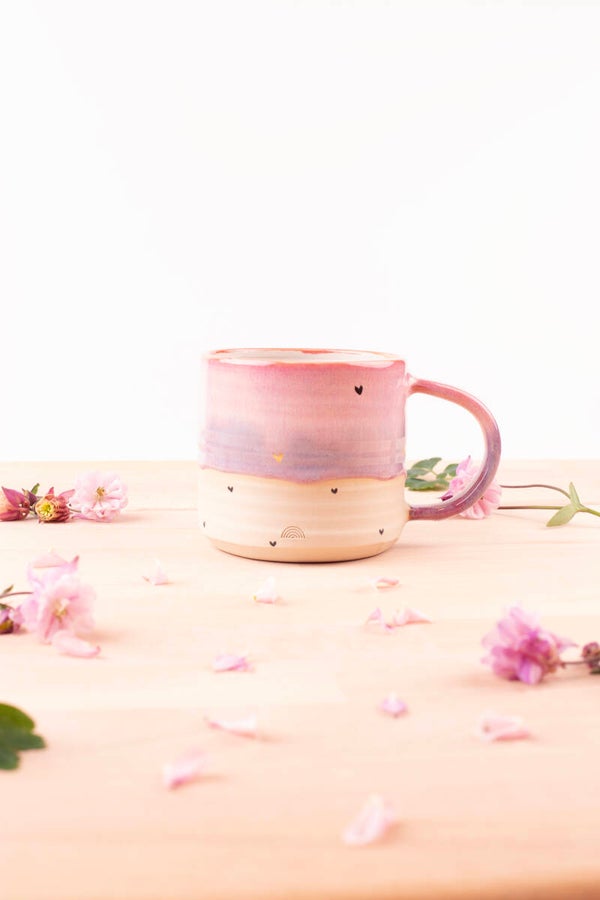 Medium Mug with 24k golden hearts! (9604)