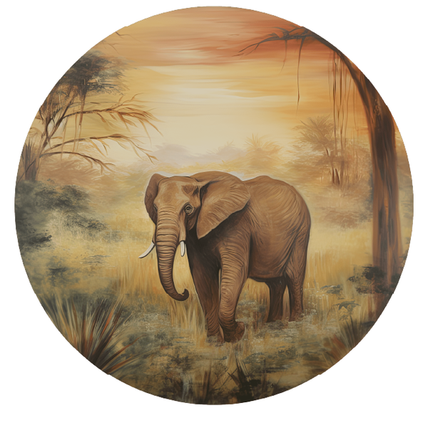 sticker cirkel olifant aquarel 60 cm x 60 cm
