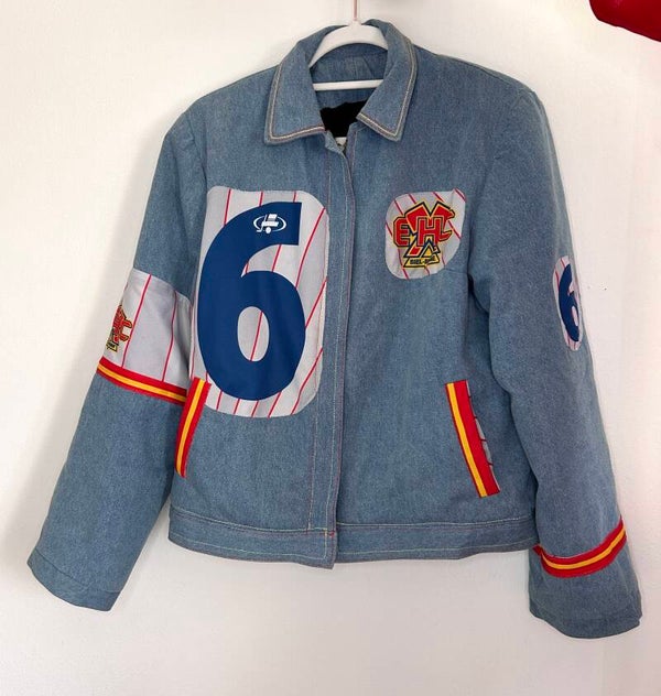 Veste denim EHC Bienne – création artisanale, modèle unique