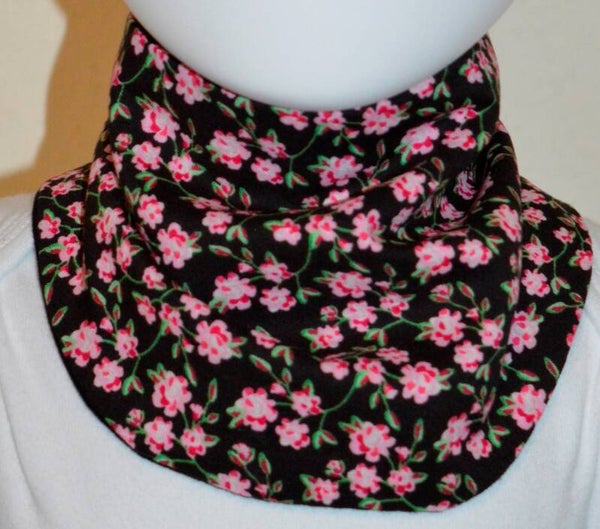 Baby Kinder Halstuch genäht klein *rosa Blumen schwarz*