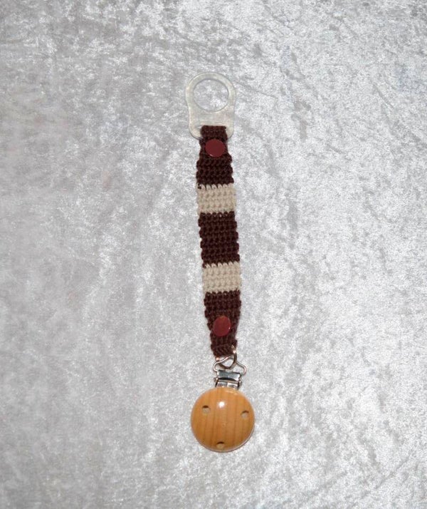 Schnullerhalter / Schnullerkette mit Halter *braun creme*