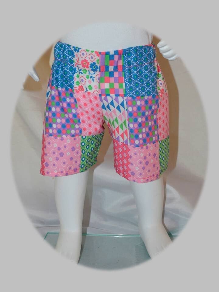 Baby Kinder einfache kurze Hose *rosa bunt* Gr. 62/68 - 122/128