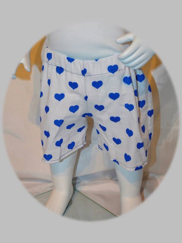 Baby Kinder einfache kurze Hose *blau Herzen* Gr. 62/68 - 86/92