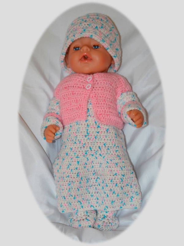 Puppenkleidung Set 4 teilig!! *rosa weiß*