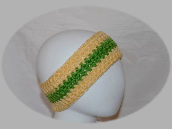 Häkelstirnband Stirnband Ohrenwärmer gehäkelt *beige grün*