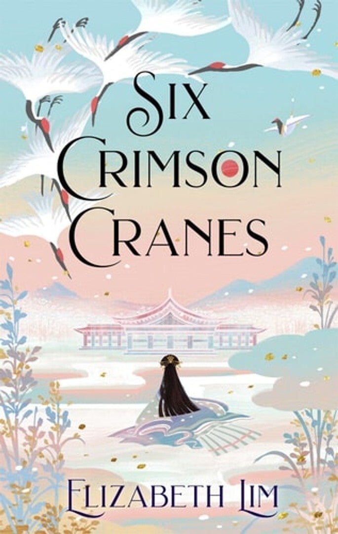 Six crimson cranes