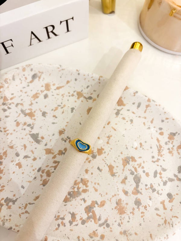 Blue heart ring