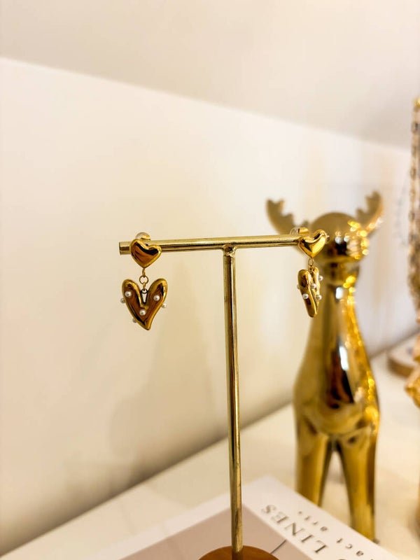 Pearly heart oorbellen