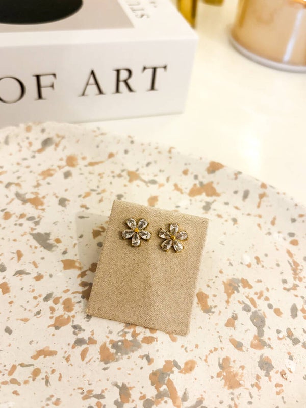 Diamond flower oorbellen