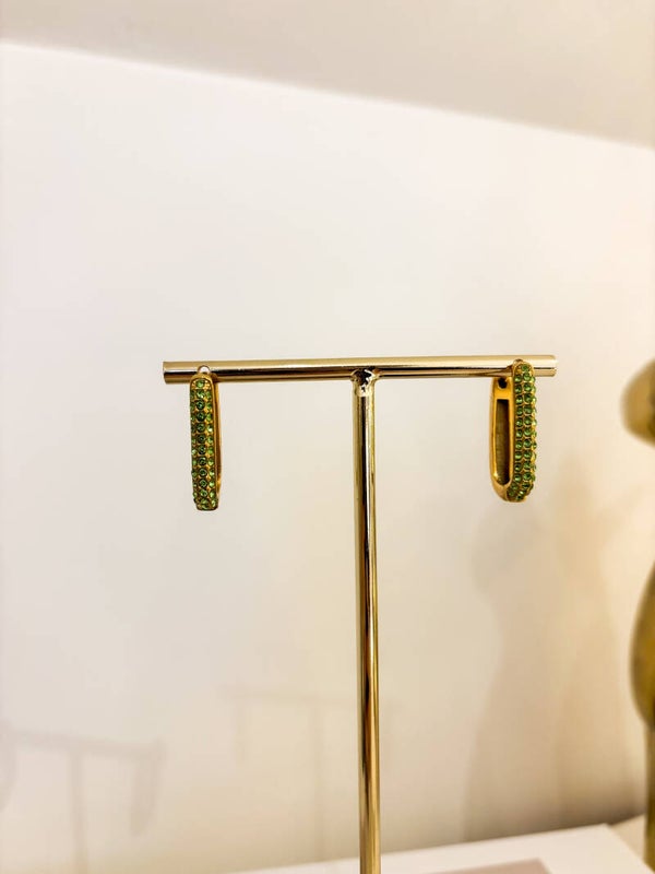 Green diamond oorbellen