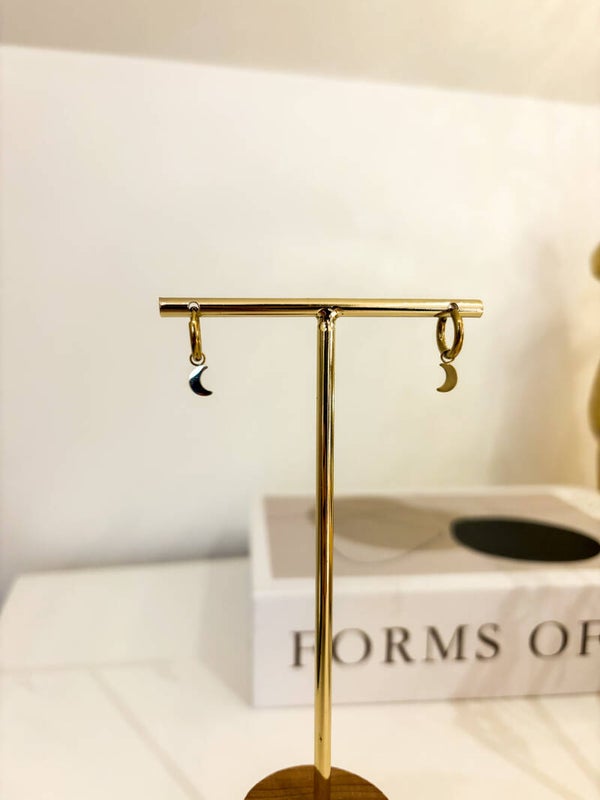 Moon golden oorbellen