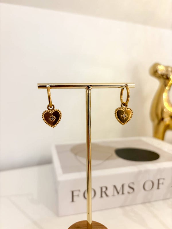 Diamond heart oorbellen