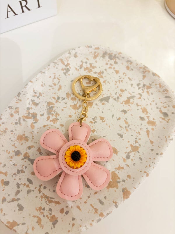 Pink flower sleutelhanger