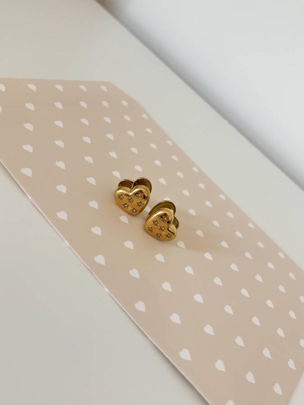 Diamond heart oorbellen