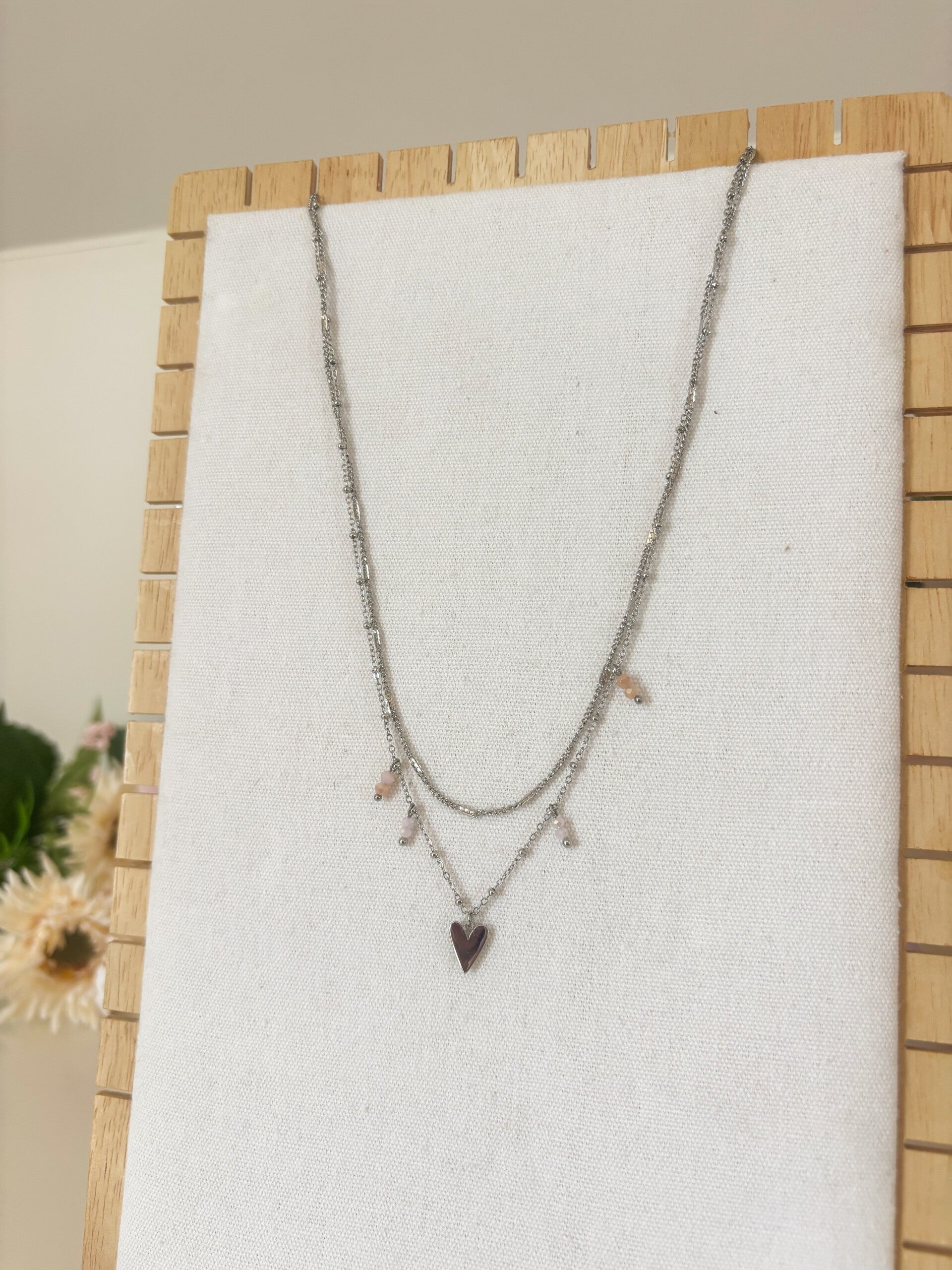 Pink heart necklace
