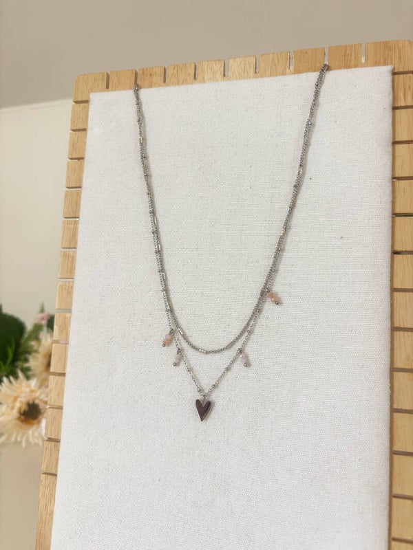 Pink heart necklace