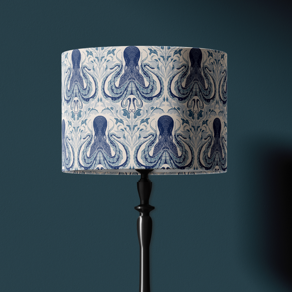 OCTOPUS DAMASK VELVET LAMP SHADE WITH A CHOICE OF GOLD OR WHITE LINING