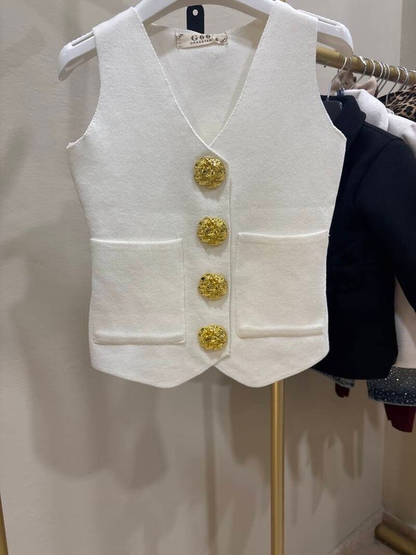Gilet rose bianco