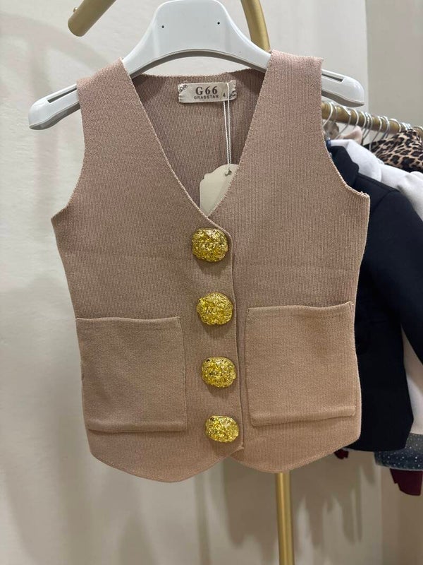 Gilet rose beige