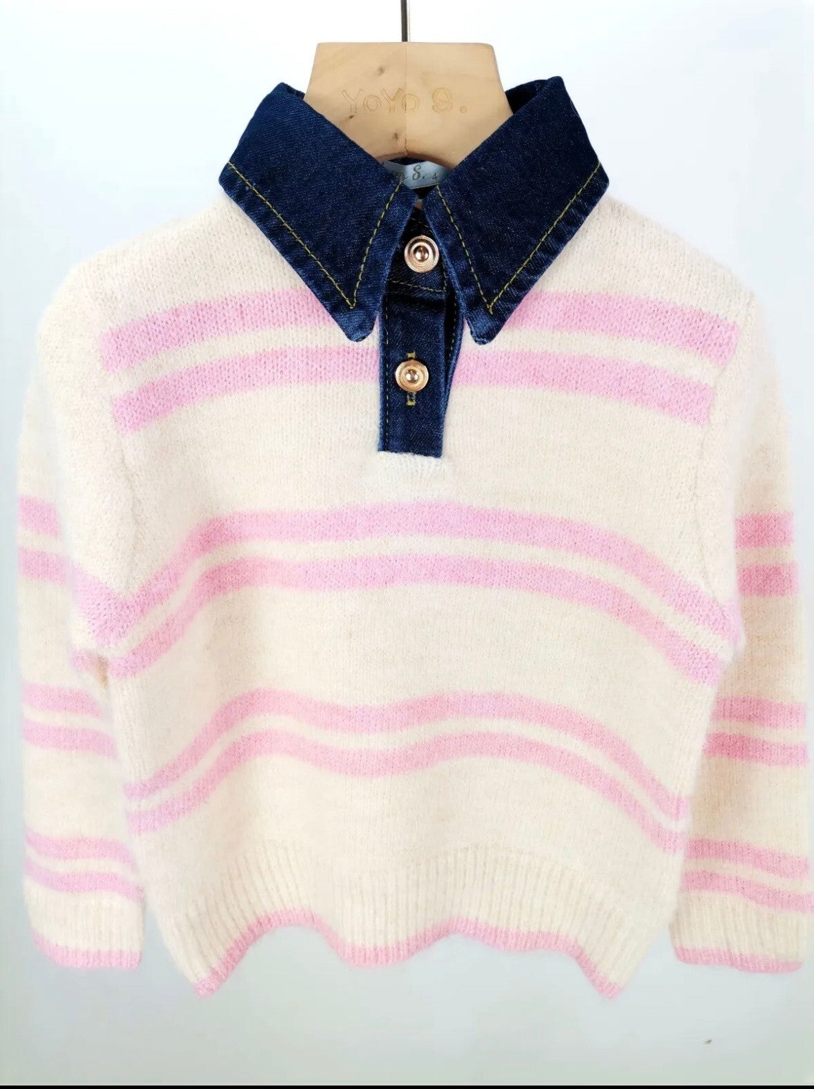 Maglioncino colletto Denim