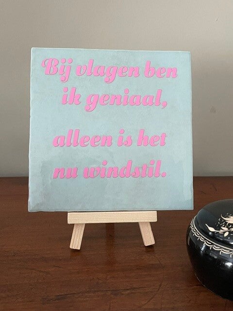Bij vlaggen ben ik geniaal, alleen is het nu windstil.