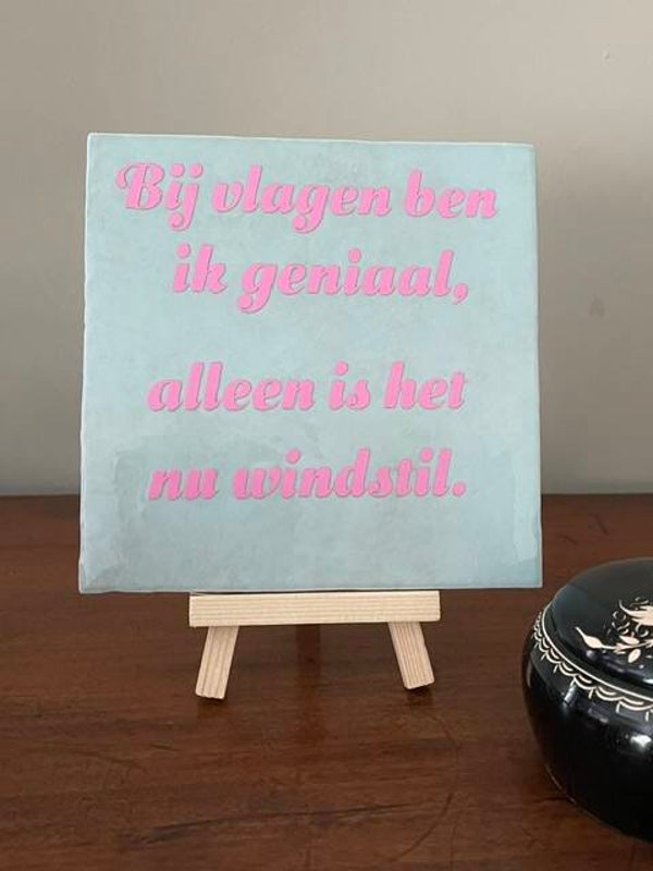 Bij vlaggen ben ik geniaal, alleen is het nu windstil.