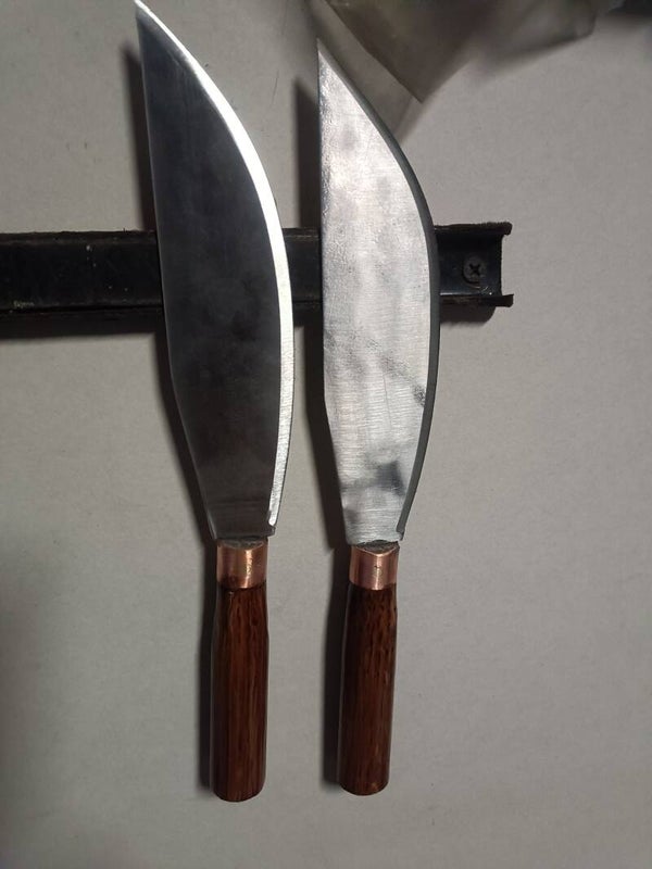 Hmong knife 6 inch blade 9 inch handle with matching sheath golden brown color