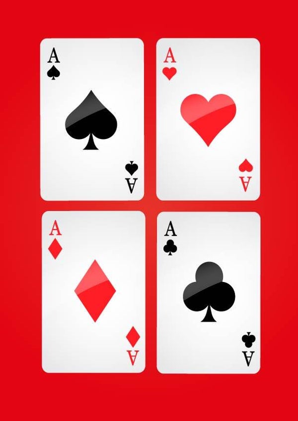 QUATRE AS sur fond rouge