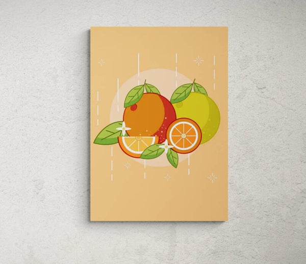 AGRUMES sur fond orange