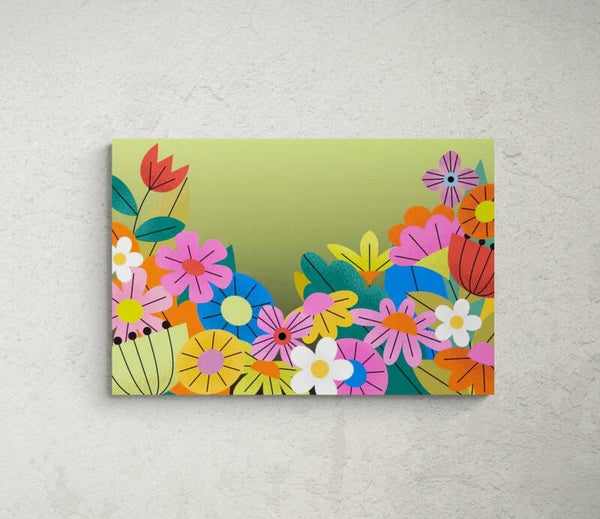 LE PRINTEMPS en fleurs fond vert