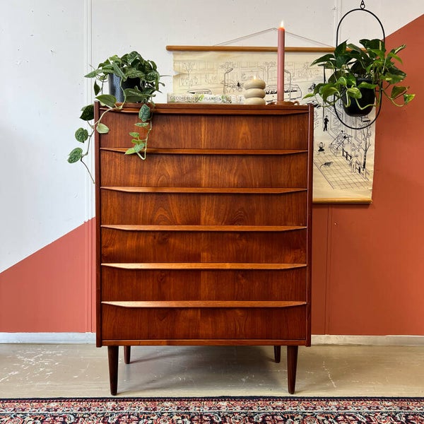 Vintage hoge ladekast, Deens M0792