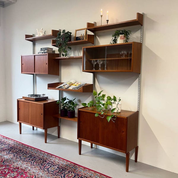 Vintage wandmeubel teak / metaal