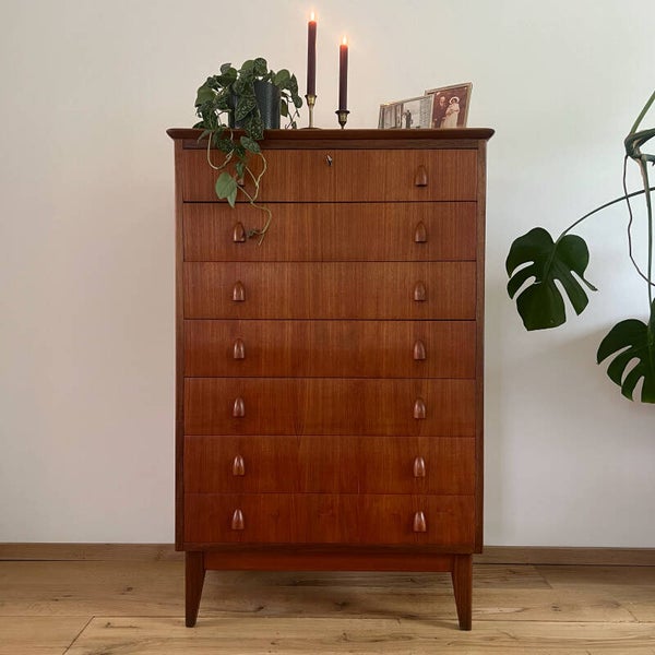 Vintage hoge ladekast, Deens