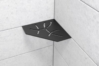 SCHLUTER SYSTEMS  Tablette design d'angle pentagonale Shelf-E - design Curve - alu finition structurée noir graphite mat - 195x195 mm
