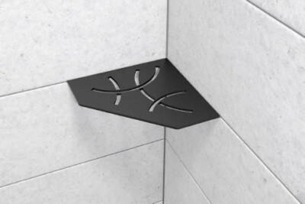 SCHLUTER SYSTEMS  Tablette design d'angle pentagonale Shelf-E - design Curve - alu finition structurée noir graphite mat - 195x195 mm