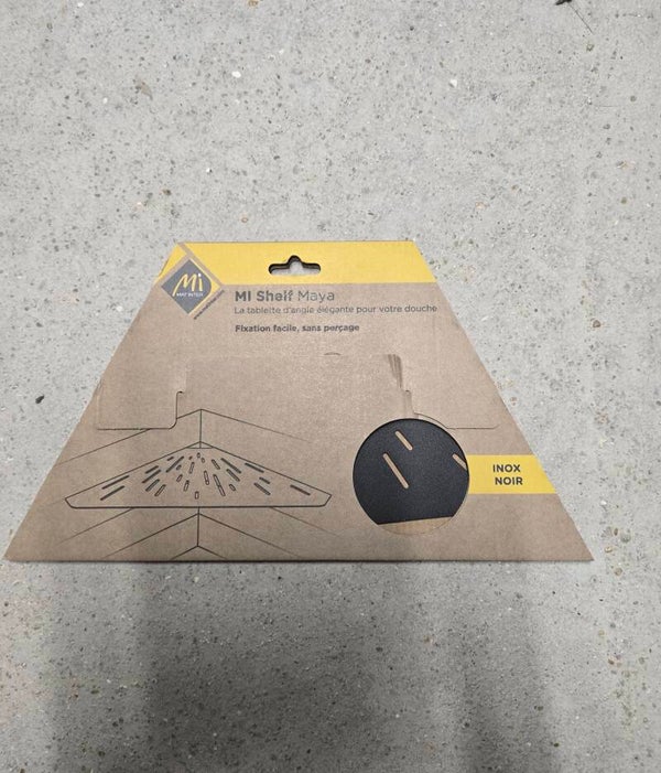 Maya inox noir- tablette d'angle hexagonale motif strie- 2mm MAT INTER