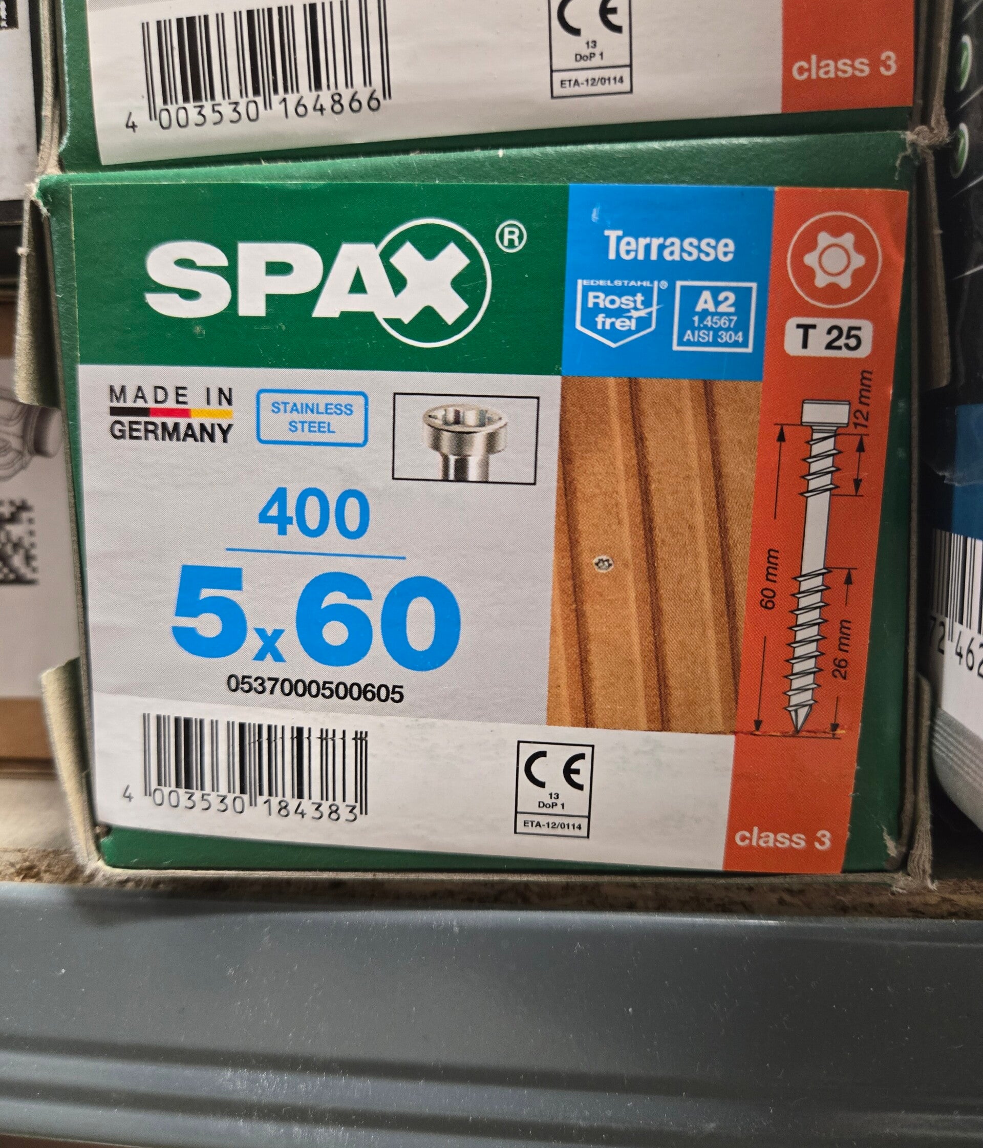 SPAX  Vis de terrasse Torx à tête cylindrique - inox A2 - Ø 5x60 mm - boîte de 400 pcs