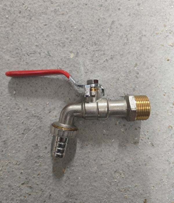 Robinet à sphère raccord au nez mâle 20x27 avec raccord nickelé 21552020 plomberie